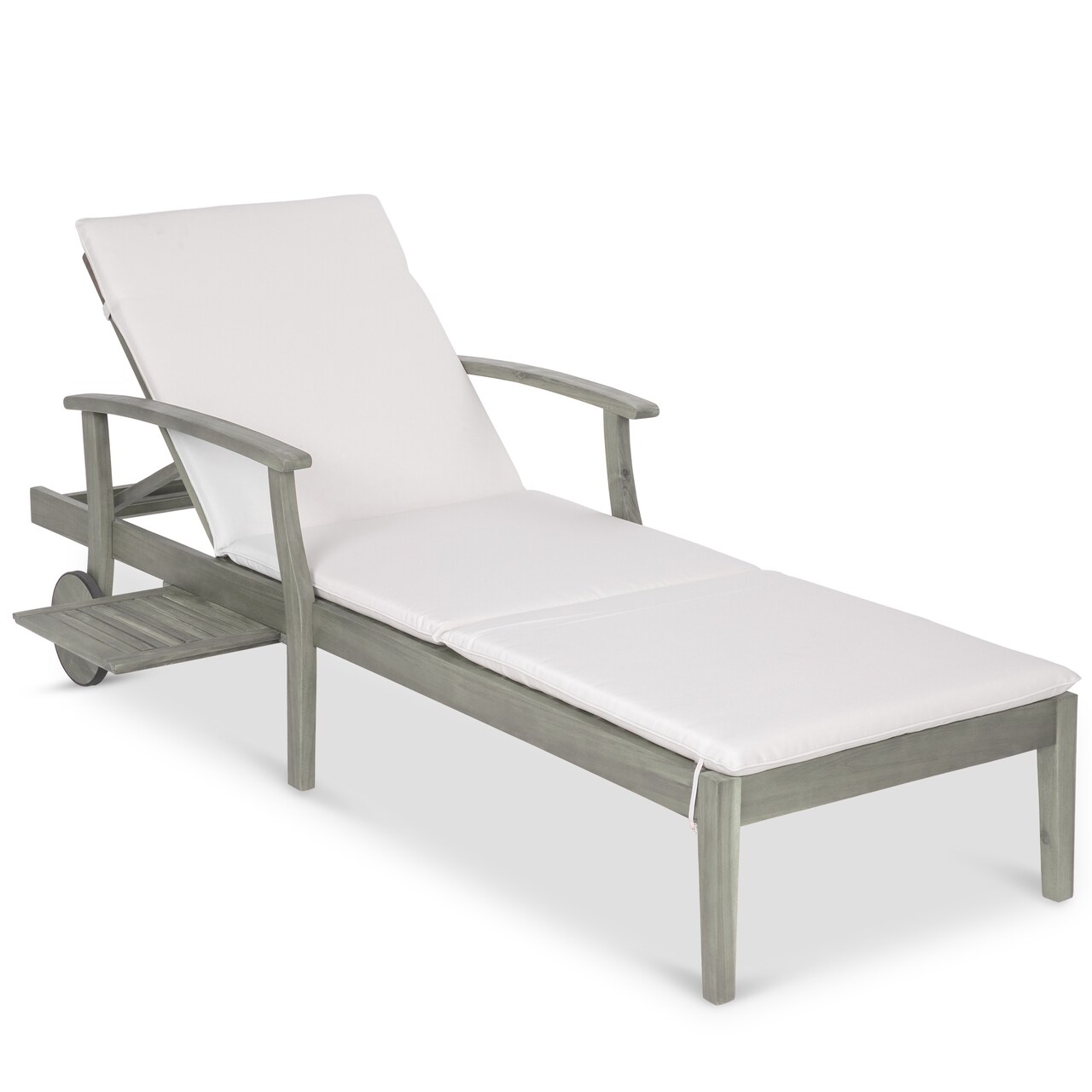 Best Choice Products 79x26in Acacia Wood Outdoor Chaise Lounge Chair w/ Adjustable Backrest, Table, Wheels